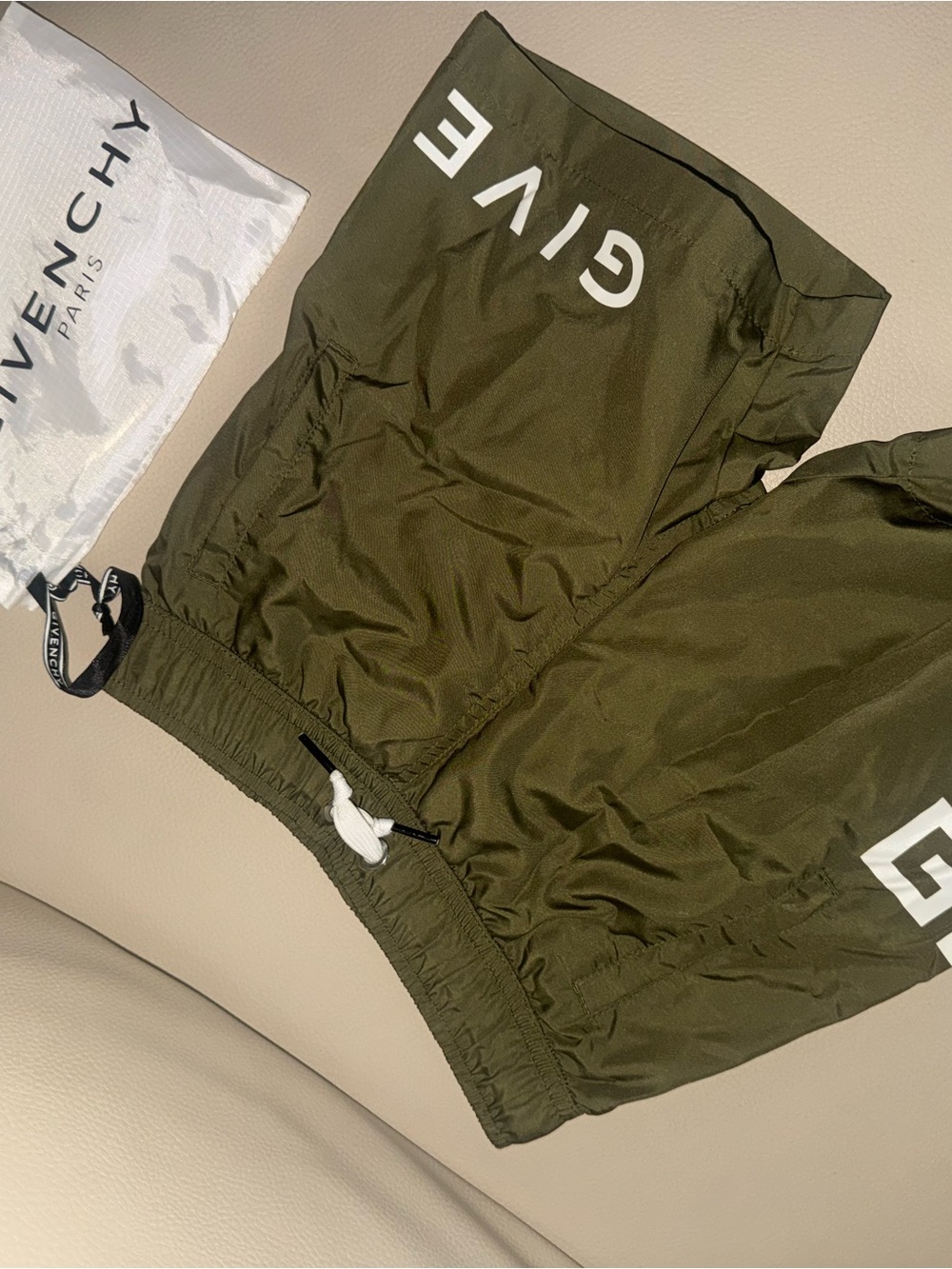 Givenchy Olive Swim Trunks with Interior Mesh